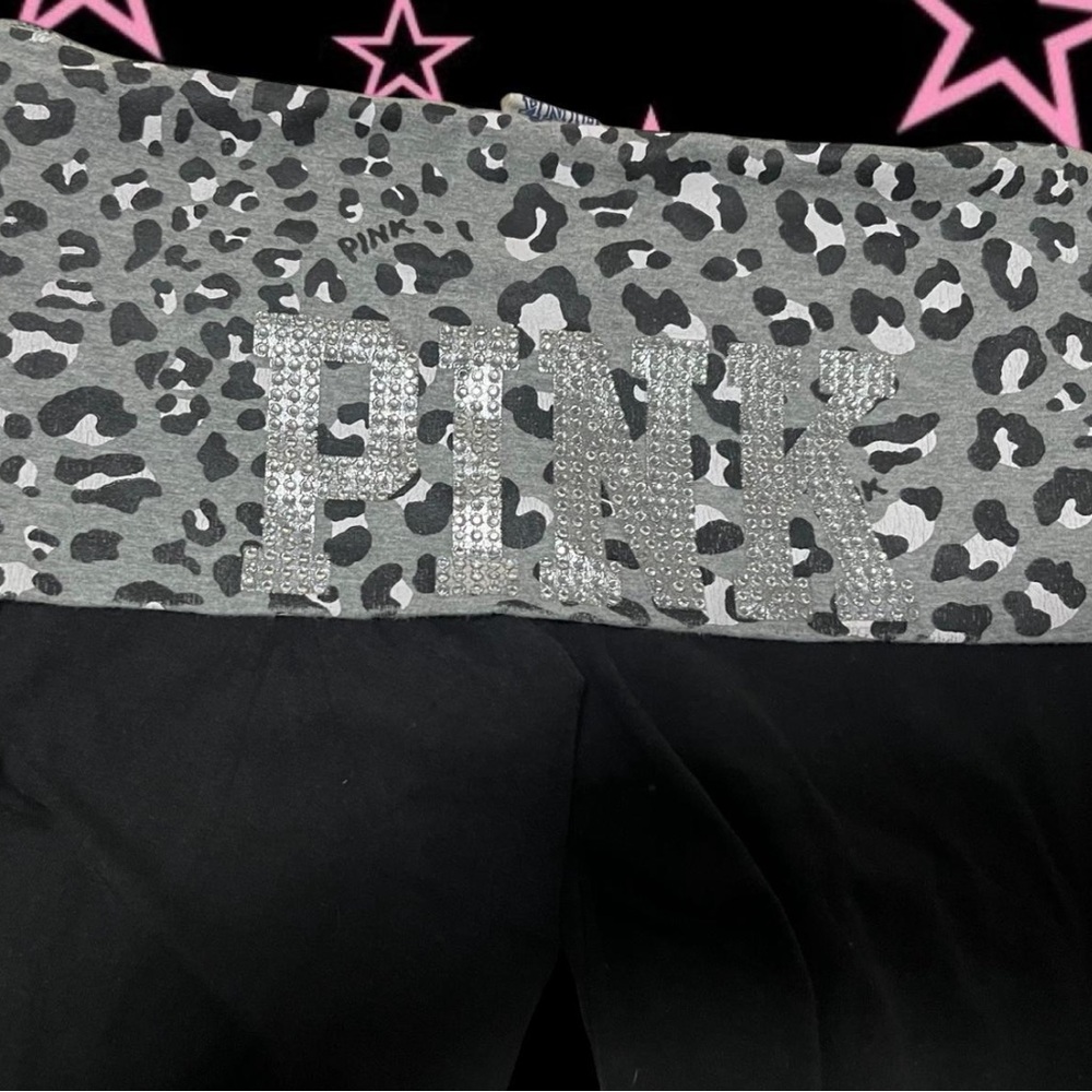 PINK Victoria's Secret Kids Leopard Print fold over Leggings - yoga pants